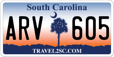 SC license plate ARV605