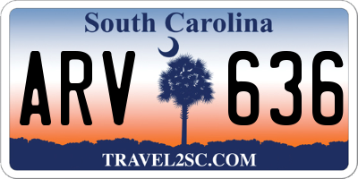 SC license plate ARV636