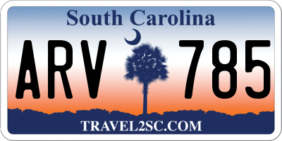 SC license plate ARV785