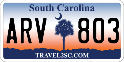 SC license plate ARV803