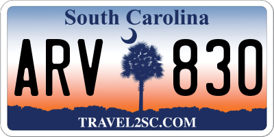 SC license plate ARV830