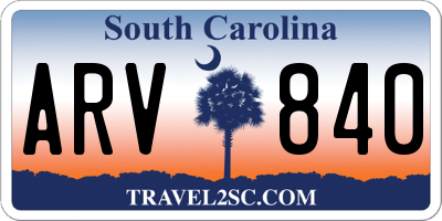 SC license plate ARV840