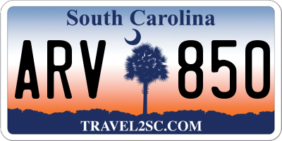 SC license plate ARV850