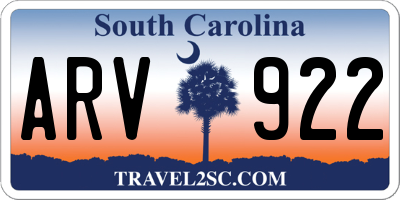 SC license plate ARV922