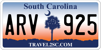 SC license plate ARV925