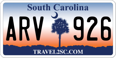 SC license plate ARV926