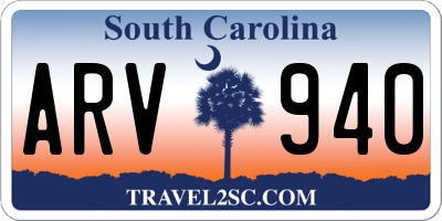 SC license plate ARV940