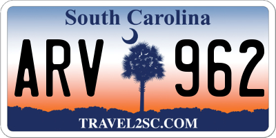 SC license plate ARV962