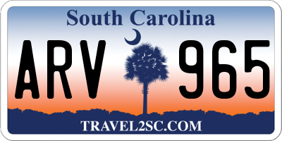 SC license plate ARV965