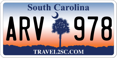 SC license plate ARV978