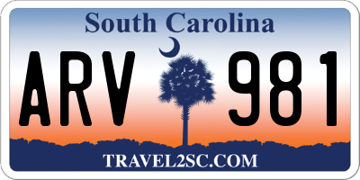 SC license plate ARV981