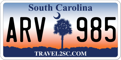 SC license plate ARV985