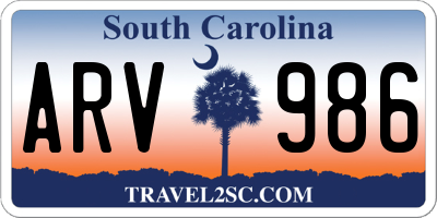 SC license plate ARV986
