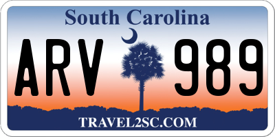 SC license plate ARV989