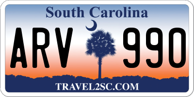 SC license plate ARV990