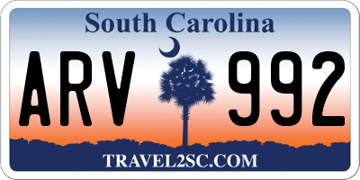 SC license plate ARV992