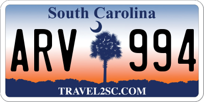 SC license plate ARV994