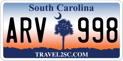 SC license plate ARV998