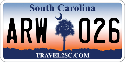 SC license plate ARW026