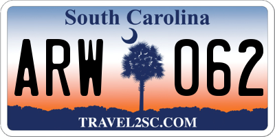 SC license plate ARW062