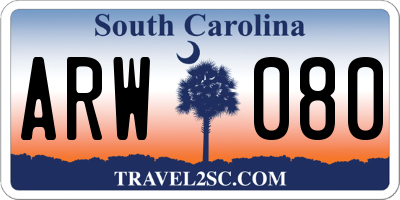 SC license plate ARW080