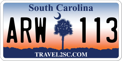 SC license plate ARW113