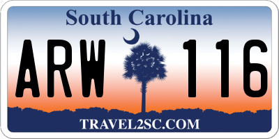SC license plate ARW116