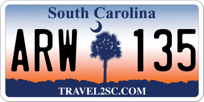 SC license plate ARW135