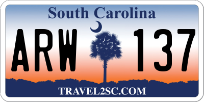 SC license plate ARW137