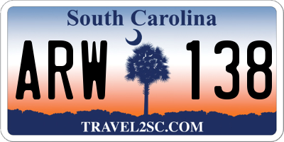 SC license plate ARW138
