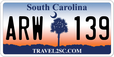 SC license plate ARW139