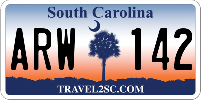 SC license plate ARW142