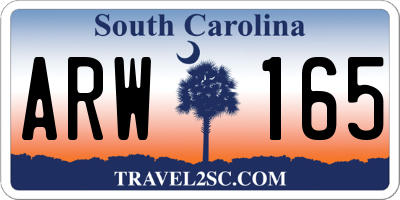 SC license plate ARW165