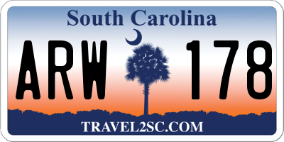 SC license plate ARW178