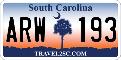 SC license plate ARW193