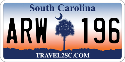 SC license plate ARW196