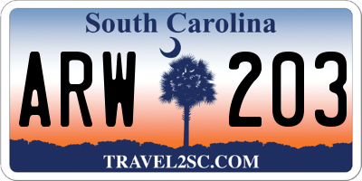 SC license plate ARW203