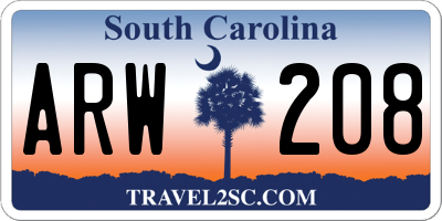 SC license plate ARW208