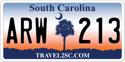 SC license plate ARW213