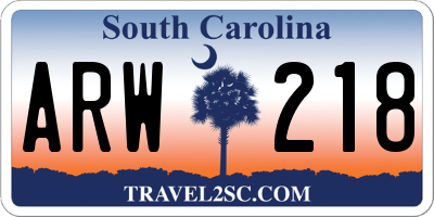 SC license plate ARW218