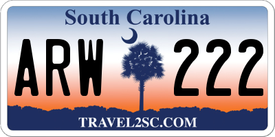 SC license plate ARW222