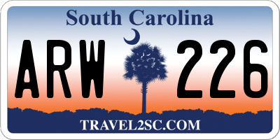 SC license plate ARW226