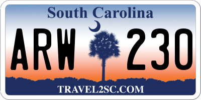 SC license plate ARW230