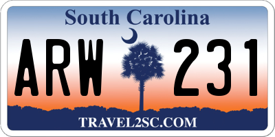 SC license plate ARW231