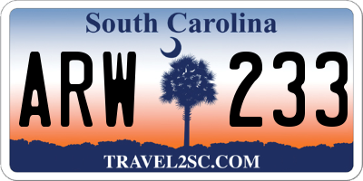 SC license plate ARW233
