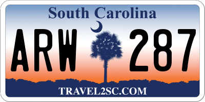 SC license plate ARW287