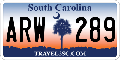 SC license plate ARW289