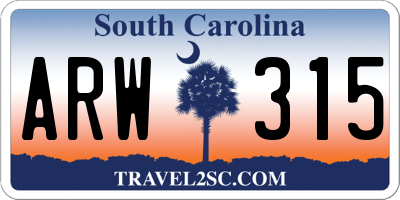 SC license plate ARW315