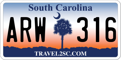 SC license plate ARW316