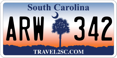 SC license plate ARW342